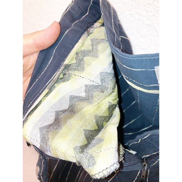 Y2K MISSONI Pinstripe Low Rise Flare Cuffed Dark Navy Trousers SZ: 6 - Picture 11 of 13